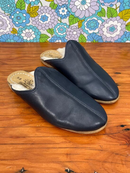 Sahab Shoes - Sabah Marino Blue Babas Womens Slippers Size: EU 39 (US Size 6.5-7)